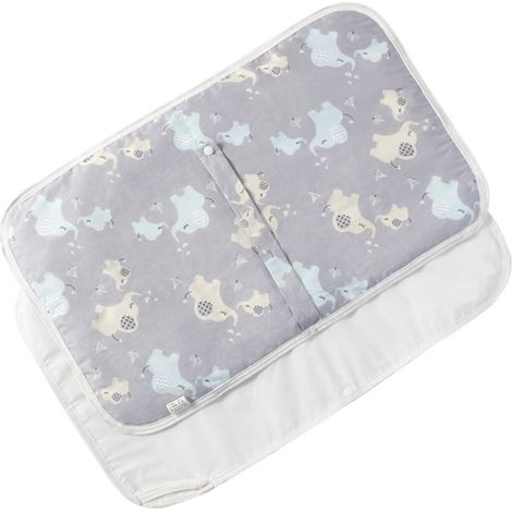 Matelas à langer portable et imperméable pour bébé, pliable et facile à transporter, motif éléphant. (1/5)