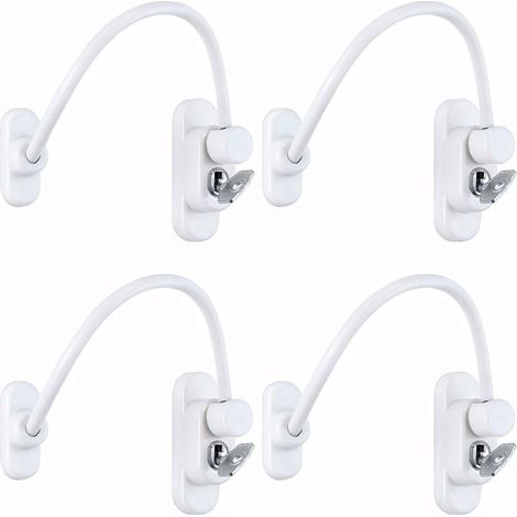 Serrure de meuble 4 pièces Butée de porte de fenêtre Serrure de sécurité pour enfants pour la maison, les applications publiques et commerciales avec clé à vis, Blanc (1/5)