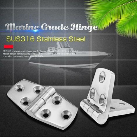 NALOOKAMIC  Marine Monture Charnières de Porte Acier Inoxydable Charnière de Bateau de Trappe Matériel À toute épreuve Charnière de bateau Plateforme Cabinet SUS 316 2pcs 38 mm x 76 mm - Argent