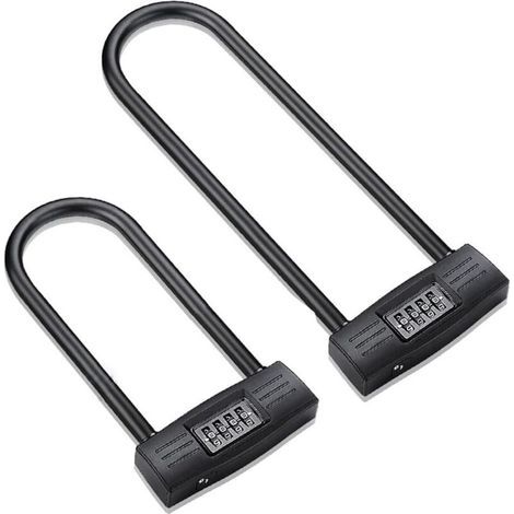 Lntyq Combinaison De Verrouillage De Vélo En U, Cadenas De Vélo Avec Mot De Passe À Combinaison À 4 Chiffres, Aucune Clé Requise, Serrure De Sécurité Antivol Pour Vélo, Moto, Porte Antivol, Etc (1/5)