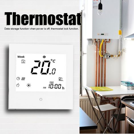 Thermostat de chauffage de chaudière programmable hebdomadairement, écran tactile LCD, blanc, 5 A AC110-230 V (1/5)