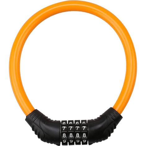 Câble de verrouillage de vélo, mot de passe à 4 chiffres à 4 chiffres zinc alliage PVC verrouillage de vélo portable, pour planches à roulettes de scooters (14,5x12,5 cm) (1/5)