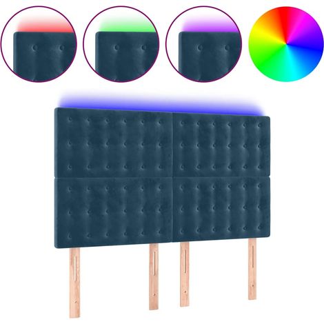 Maison Exclusive - Testiera a LED Blu Scuro 144x5x118/128 cm in Velluto