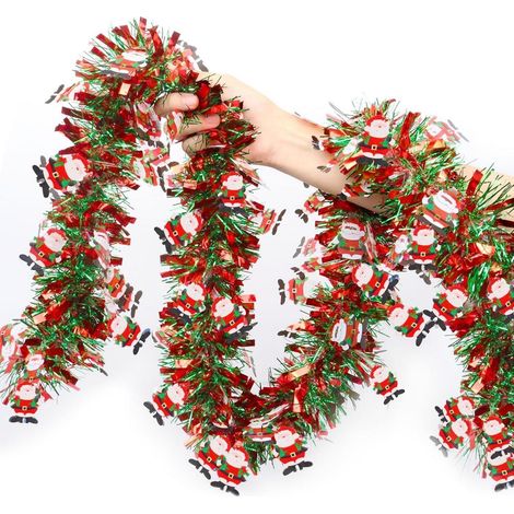 Weihnachtsgirlande mit Weihnachtsmann-Motiv, Rot & Grün, 2M