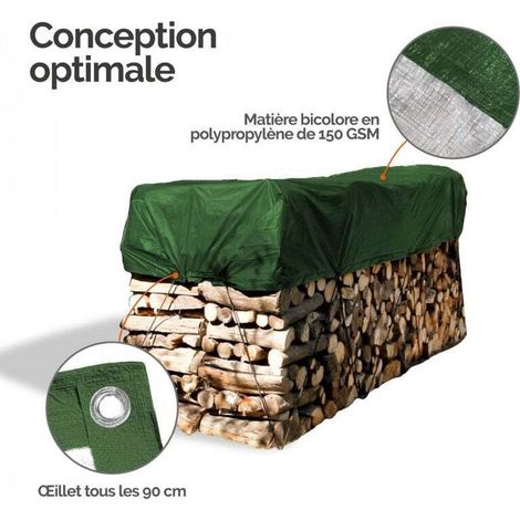 Universelle, wendbare, wasserdichte Outdoor-Plane mit Ösen – 150 g – Grau und Grün – 2 x 3 m (1/3)