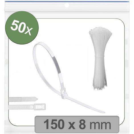 Quadrios 25CA710 25CA710 Serre-câble 150 mm 8 mm blanc réouvrable, avec fermeture à levier, stabilis