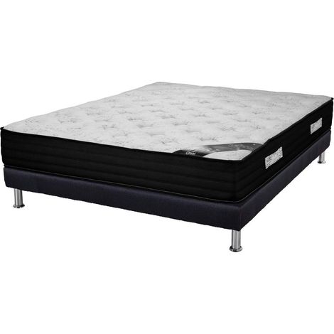 Matelas + Sommier SR9 Deco 140x190 Black Mattress - H. 25 cm - Soutien équilibré (1/5)