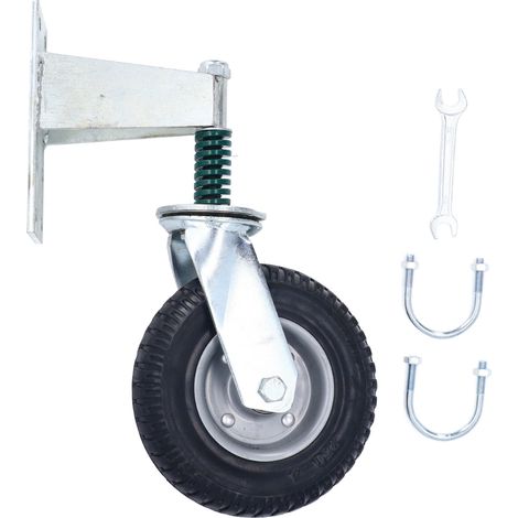 Roue de portail 8 pouces, capacité de charge de 600 lb, roulettes en acier à haute teneur en carbone et en caoutchouc, gris (1/5)