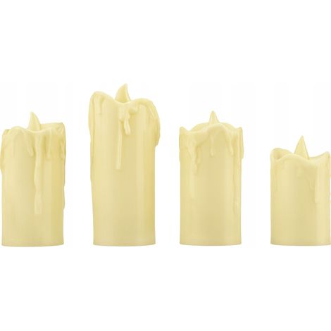Set mit 4 LED-Kerzen aus künstlichem Wachs, cremefarben, VERGIONIC