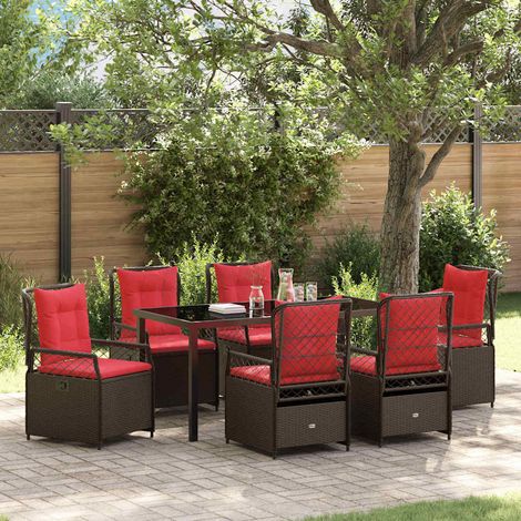 Garten Essgruppe 7 pcs Braun Poly-Rattan (1/5)