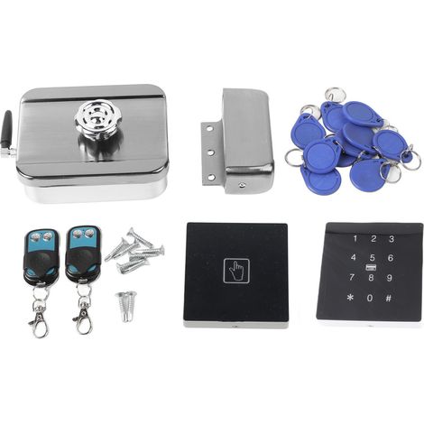 Serrure connectée sans clé Serrure à pêne dormant électronique avec télécommande et badges RFID alarme batterie faible métal robuste pour maison (1/5)