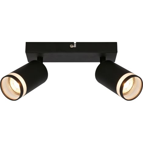 Plafonnier avec sortie de lumière latérale, orientable, GU10, plafonnier, lampe de salon, lampe chambre, cuisine, spot plafond, éclairage plafond, 20 cm, noir (1/5)