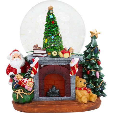 Ampolla Natalizia a Batteria 19x16,5x20 cm in Resina con Trenino Babbo Natale Musica e Luci (1/2)