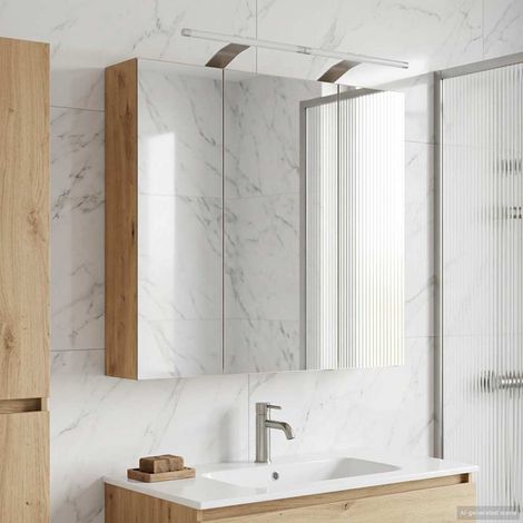 vidaXL Mobiletto per specchio da bagno Rovere Artigianale