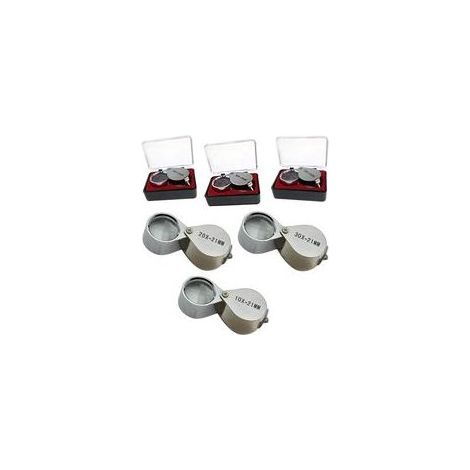 BRAVIX 3 Pièces 10X / 20X / 30X Loupe de Bijoutier Verre Diamant Loupe Métal Rond Corps Bijoutiers Loupe pour les Yeux Loupe Loupe 21mm Diamètre de la Lentille Couleur Argent (1/5)