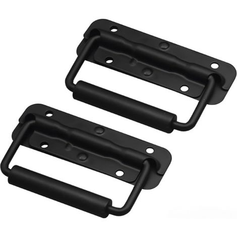 Asa plegable para caja con resorte, asa para caja de aviación, 120 mm/4,72", negra, dos piezas (1/5)