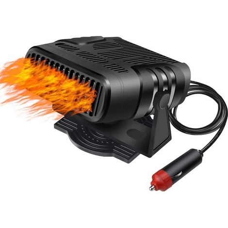 Calefactor para coche 2 en 1 de 12 V y 120 W - Portátil - Con base giratoria de 360° - Para parabrisas de coche (1/2)