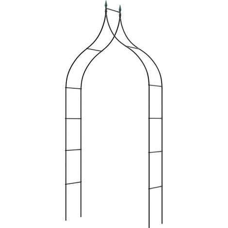 Arco de jardín 140 x 38 x 255 cm para plantas trepadoras moderno arco decorativo de metal en hierro negro 200010182