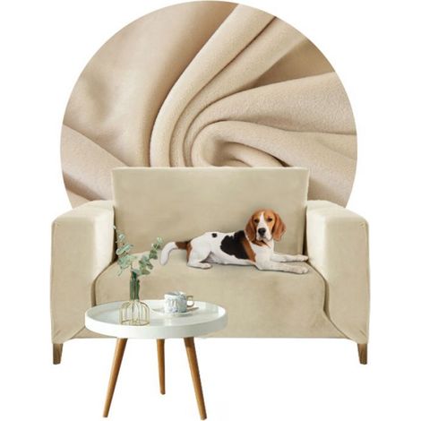 Housse Pour Canapé D'angle - Velours Crème - 1 Place - 90 À 140 Cm - 1 Pièce (1/5)