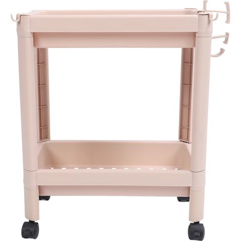 Étagère de rangement de sol pour salle de bain, multifonctionnelle, à plusieurs niveaux, stable, durable, autoportante, d'angle, beige, 2 niveaux (avec roulettes) (1/5)