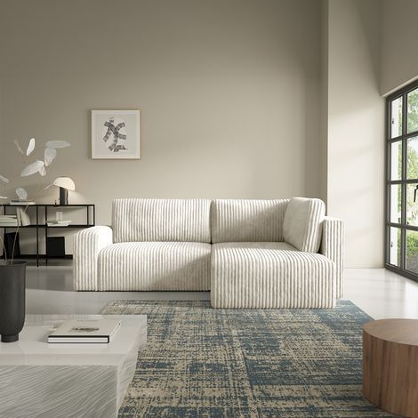 4-Sitzer-Wende-Ecksofa mit Bettkasten und Armlehnen Angela Off-White