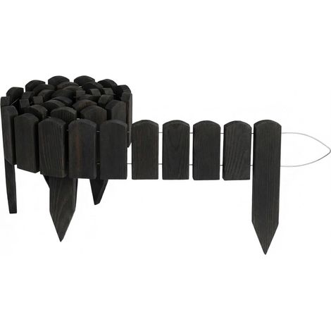 Creative Home Wooden Garden Edging 200 x 10 cm Flexible Rollborder Black