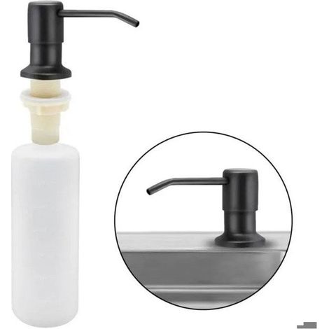 Distributeur de savon pour évier de cuisine, distributeur de détergent de cuisine en acier inoxydable de 300 ml avec bouton-poussoir