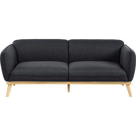 Sofá 3 plazas estilo escandinavo con patas cónicas de madera tapizado fácil de limpiar negro Ljung