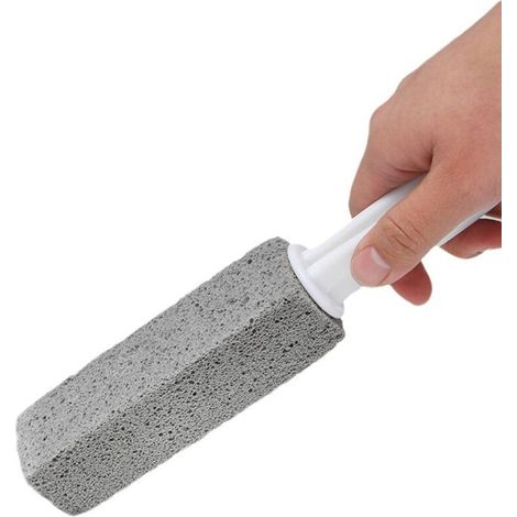 Pierre ponce de nettoyage des toilettes avec poignée ergonomique extra longue, outil de nettoyage des toilettes en pierre ponce pour enlever les taches d'eau dure des toilettes (1/5)