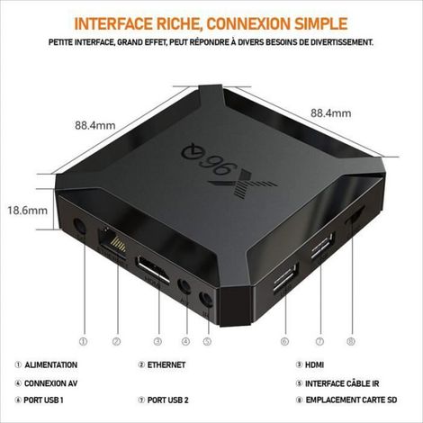 Boitier iptv Box tv Android 10.0 boitier Tv 4K HD X96Q 2G+16GO ROM box Android Tv Wifi 2.4G H313 CPU Cortex A53 Lecteur Multimédia (1/4)