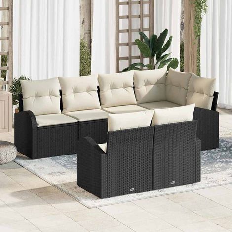 Gartensofa-set Schwarz Poly-Rattan