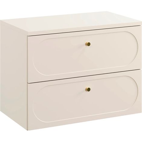 Meuble sous-vasque 80cm plan de toilette Sanae Beige sable (1/5)