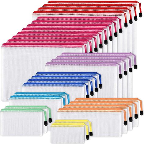Aufbewahrungsbeutel aus Netzgewebe mit Reißverschluss, erhältlich in 8 Größen und 8 Farben, geeignet zur Organisation, Aufbewahrung von Brettspielen, für Reisen, Schule und Büro.