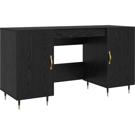 Escritorio Roble negro 140 x 50 x 75 cm Madera contrachapada vidaXL