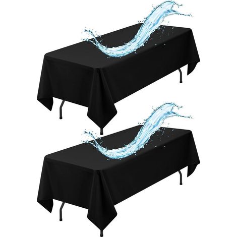 2er Pack Tischdecke Schwarz 153x260 cm, Wasserabweisend Polyester, Rechteckig