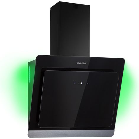 Klarstein – Hotte aspirante inclinée 60 cm – Débit d'air 563 m³/h – Éclairage LED RGB – Classe énergétique A – Installation facile