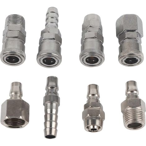 8-teiliges Set mit BSP 1/2"-Schnellkupplungssteckern für Druckluftschläuche