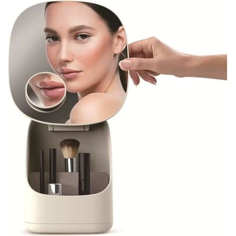 TrAdE Shop Traesio - Porta Trucchi Con Specchio Ingranditore Organizer Con Divisorio Per Cosmetici Make Up - (1/5)