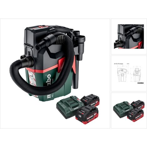 Metabo AS 18 L PC Aspirador compacto sin cable 18 V 6 l IPX4 clase de polvo L en seco y húmedo + 2x batería recargable 5,5 Ah + cargador (1/5)