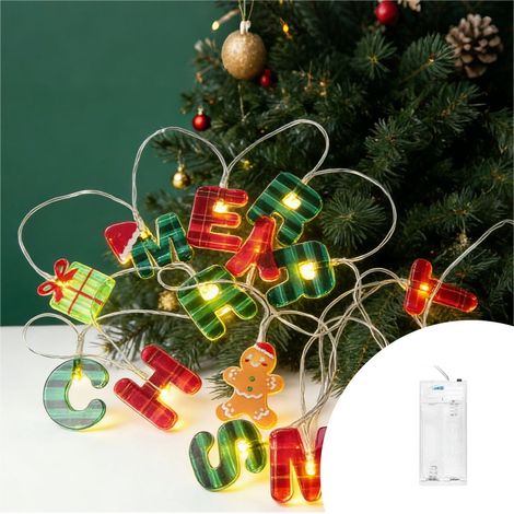 Catena decorata con 15 Merry Christmas luminosa a Led Bianco Caldo 3 metri a batteria Wisdom (1/2)