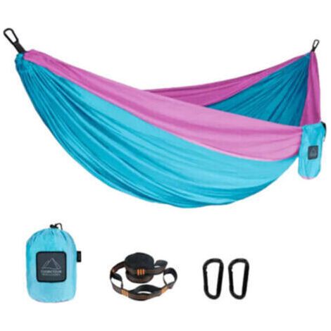 Hamac extérieur en nylon parapluie tissu anti-renversement champ installation rapide camping balançoire hamac portant 300 kg- (1/5)
