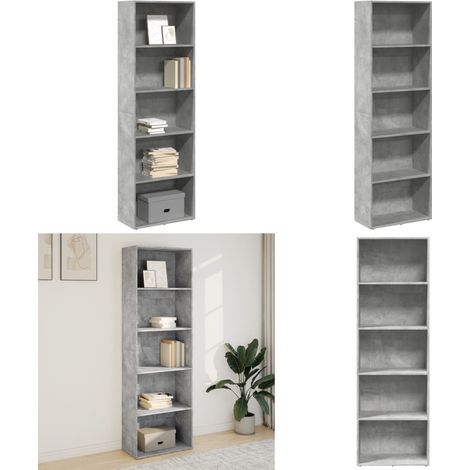 vidaXL Bibliothèque gris béton 60x30x189 cm bois d'ingénierie (1/5)