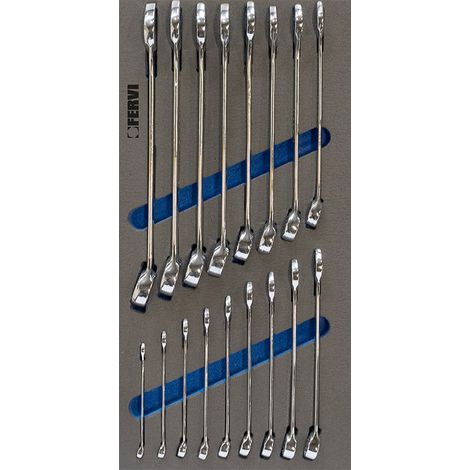 Set 17 llaves combinadasde 6-22mm en bandeja termoformada blanda Fervi TM01/002