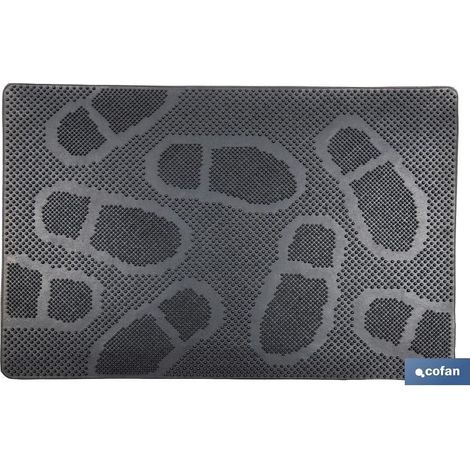 Felpudo de caucho antideslizante 40 x 60 cm con diseño de huellas y fácil limpieza (1/5)