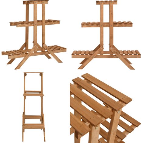Blumenständer 83x25x83 cm Tannenholz - Holzpflanze - Blumenträger - Tannenzapfen - Gartendekoration - Balkonmöbel - Home & Living (1/5)
