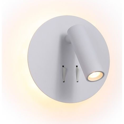 ALPINALUZ Aplique de Luz Moderno Diseño con Foco Lectura y Luz Ambiental Aluminio Blanco Doble Luz con Interruptor 3W+6W LED Chip Cree Luz C'alida 3000K (1/5)