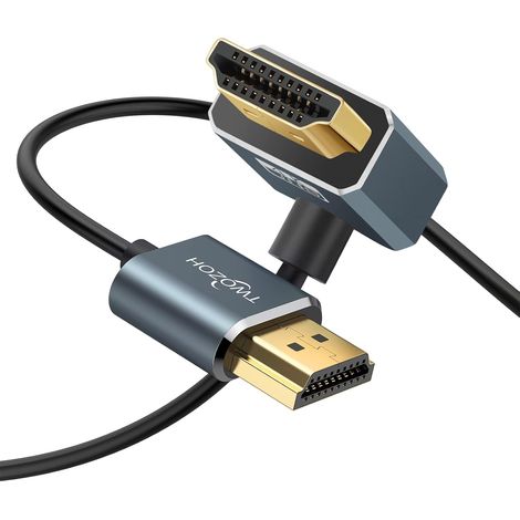 Câble HDMI Angle Coudé 90° Degré Ultra Slim 0,3M, Fin et Souple Cordon HDMI Cable Supporte 3D/4K60Hz (1/5)