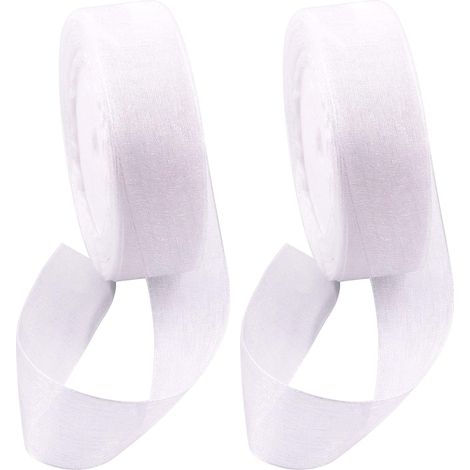 2 rouleaux de 45 mètres x 2,5 cm de rubans en organza scintillants blancs transparents, rubans en organza pour bouquets, mariages, anniversaires (1/5)