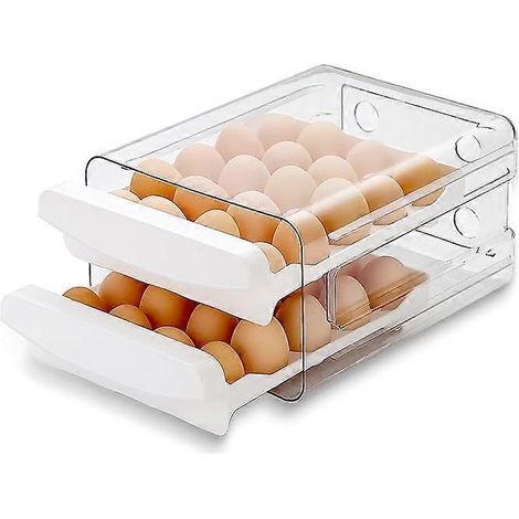 Plateau à œufs pour réfrigérateur, support à œufs à 2 niveaux pour réfrigérateur, tiroir à œufs pour réfrigérateur, compartiment de rangement pour réfrigérateur (1 pièce) (1/5)