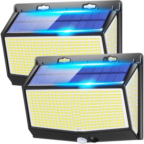 Lampe Solaire Exterieur - 468 LED 2000 LM - Detecteur De Mouvement PIR - Angle D Eclairage 270 Degres - Etanche IP65 - 1500 mAh - 1 Unite